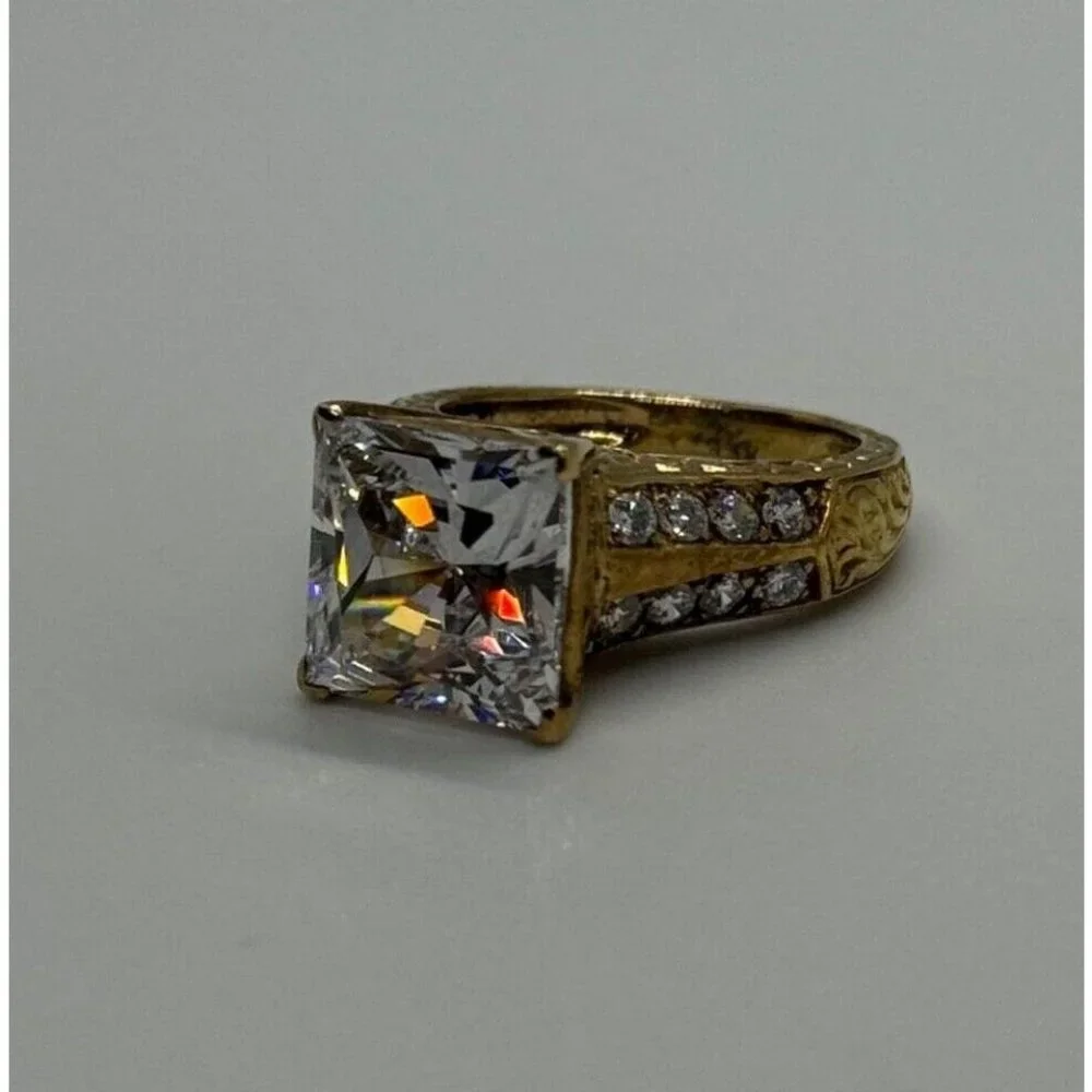 925 STERLING SILVER GOLD PLATED CZ RING SIZE 4.5